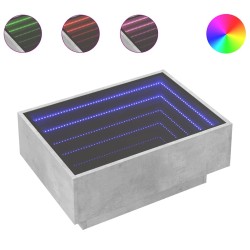 Table basse avec LED gris béton 70x50x30 cm bois d'ingénierie 620937620937