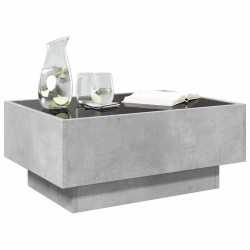 Table basse avec LED gris béton 70x50x30 cm bois d'ingénierie 620937620937