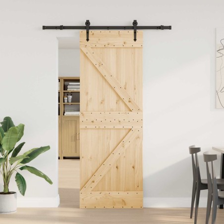 Porte coulissante NARVIK Naturel et noir 70 x 210 cm (152,5 cm) 620939620939