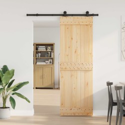 Porte coulissante NARVIK Naturel et noir 70 x 210 cm (152,5 cm) 620943620943