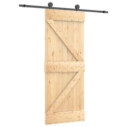 Porte coulissante Naturel et noir 70 x 210 cm 620946620946