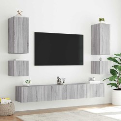 Meuble TV mural avec lumières LED sonoma gris 40,5x35x40 cm 620954620954