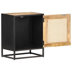 Table de chevet 40x30x50 cm Bois de manguier et canne naturelle 620957620957