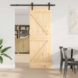 Porte coulissante NARVIK Naturel et noir 70 x 210 cm (152,5 cm) 620959620959