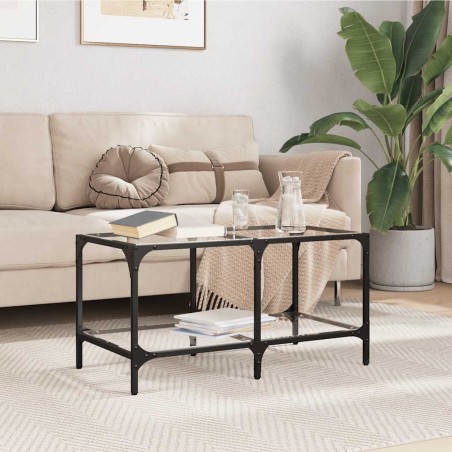 Table basse avec dessus en verre transparent 78,5x40x40cm acier 620960620960