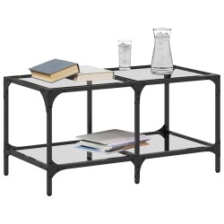 Table basse avec dessus en verre transparent 78,5x40x40cm acier 620960620960