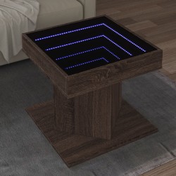 Table basse avec LED chêne marron 50x50x45 cm bois d'ingénierie 620961620961