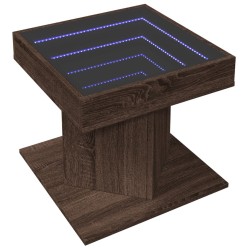 Table basse avec LED chêne marron 50x50x45 cm bois d'ingénierie 620961620961