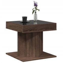 Table basse avec LED chêne marron 50x50x45 cm bois d'ingénierie 620961620961