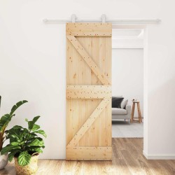 Porte coulissante Naturel et Blanc 70 x 210 cm 620962620962