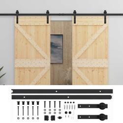 Porte coulissante 2 pcs Naturel et noir Bois de pin massif 620972620972