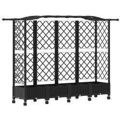 Lit Élevé avec Treillis et Toit Noir 203,5 x 40 x 129 cm PP 620975620975