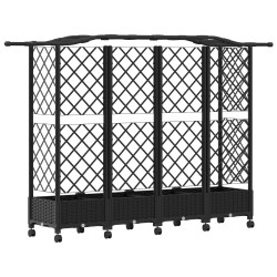 Lit Élevé avec Treillis et Toit Noir 203,5 x 40 x 129 cm PP 620975620975