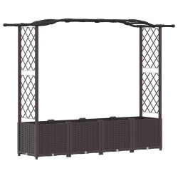 Lit Élevé avec Treillis et Toit Marron 204 x 40 x 138 cm PP 620977620977