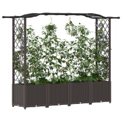 Lit Élevé avec Treillis et Toit Marron 204 x 40 x 138 cm PP 620977620977