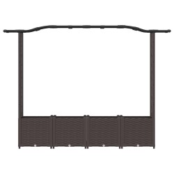 Lit Élevé avec Treillis et Toit Marron 204 x 40 x 138 cm PP 620977620977
