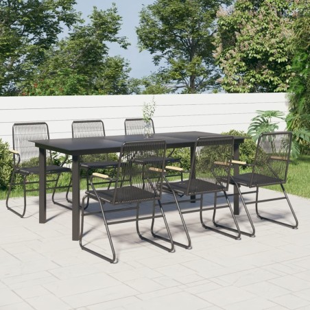Ensemble à manger de jardin 7 pcs Noir Rotin PVC 620980620980