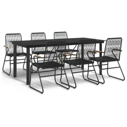Ensemble à manger de jardin 7 pcs Noir Rotin PVC 620980620980