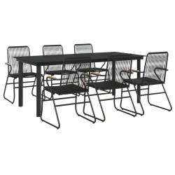 Ensemble à manger de jardin 7 pcs Noir Rotin PVC 620980620980
