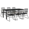 Ensemble à manger de jardin 7 pcs Noir Rotin PVC 620980620980