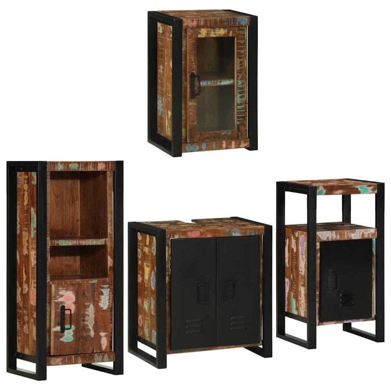 Ensemble de mobilier de salle de bain 4 pcs Bois massif recyclé 620983620983