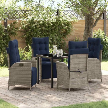 Ensemble de salle à manger pour jardin 5 pcs Gris et Noir Rotin 620984620984