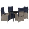 Ensemble de salle à manger pour jardin 5 pcs Gris et Noir Rotin 620984620984
