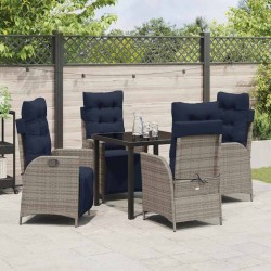 Ensemble de salle à manger pour jardin 5 pcs Gris et Noir Rotin 620984620984