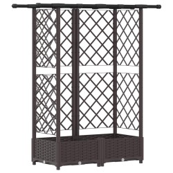 Lit Élevé avec Treillis et Toit Marron 124 x 40 x 121 cm PP 620989620989