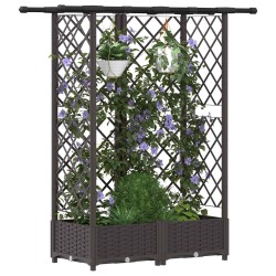 Lit Élevé avec Treillis et Toit Marron 124 x 40 x 121 cm PP 620989620989