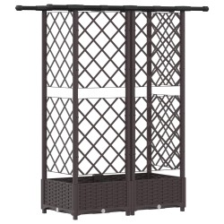 Lit Élevé avec Treillis et Toit Marron 124 x 40 x 121 cm PP 620989620989