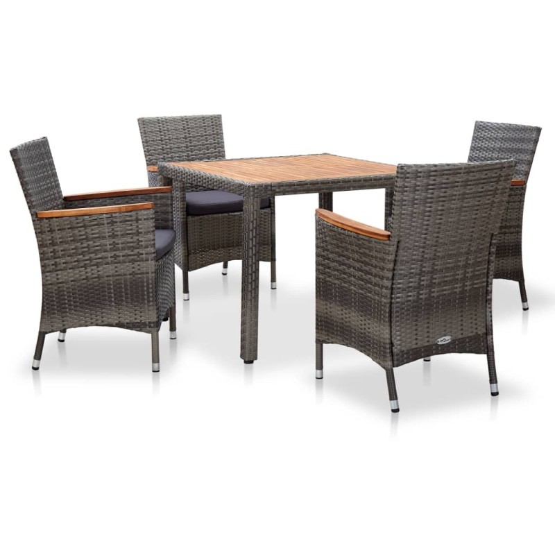 Ensemble à manger de jardin coussins 5pcs Résine tressée Gris 620990620990