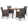 Ensemble à manger de jardin coussins 5pcs Résine tressée Gris 620990620990