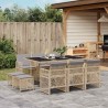 Ensemble à manger de jardin et coussins 11 pcs beige poly rotin 620992620992