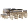 Ensemble à manger de jardin et coussins 11 pcs beige poly rotin 620992620992