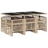 Ensemble à manger de jardin et coussins 11 pcs beige poly rotin 620992620992