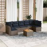 Salon de jardin 8 pcs avec coussins gris résine tressée 620996620996