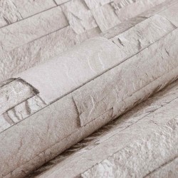 Papier peint en pierre 3D Crème 10 x 0,53 m Tissu non tissé 621005621005