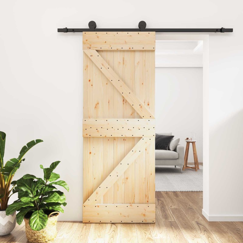 Porte coulissante Naturel et noir 70 x 210 cm 621007621007