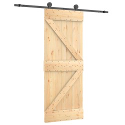 Porte coulissante Naturel et noir 70 x 210 cm 621007621007