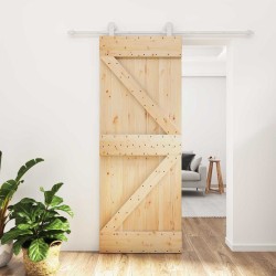 Porte coulissante Naturel et Blanc 80 x 210 cm 621011621011