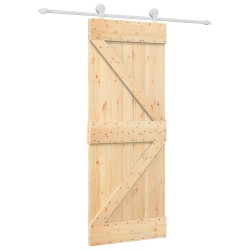 Porte coulissante Naturel et Blanc 80 x 210 cm 621011621011