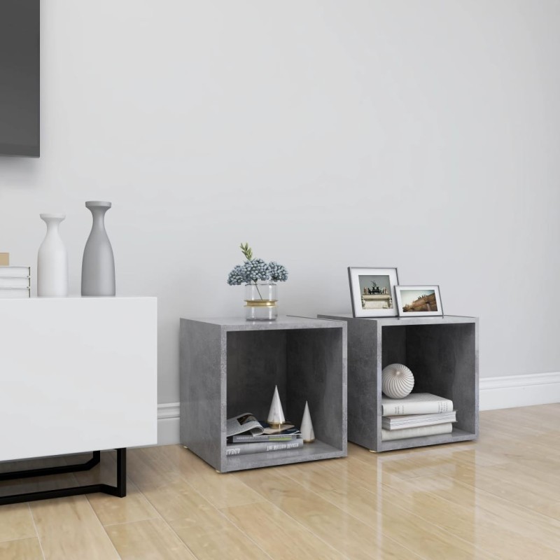 Meubles TV 2 pcs gris béton 37x35x37 cm bois d’ingénierie 621030621030