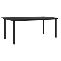 Ensemble à manger de jardin 9 pcs noir verre et acier 621031621031