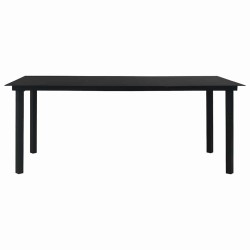 Ensemble à manger de jardin 9 pcs noir verre et acier 621031621031