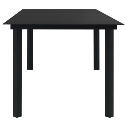 Ensemble à manger de jardin 9 pcs noir verre et acier 621031621031