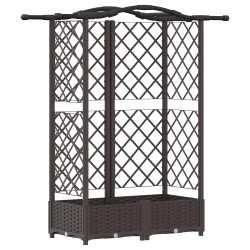 Lit Élevé avec Treillis et Toit Marron 124 x 40 x 123 cm PP 621032621032