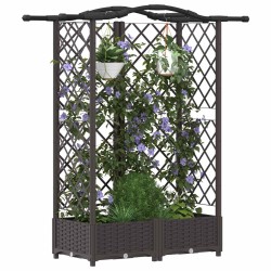 Lit Élevé avec Treillis et Toit Marron 124 x 40 x 123 cm PP 621032621032