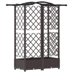 Lit Élevé avec Treillis et Toit Marron 124 x 40 x 123 cm PP 621032621032
