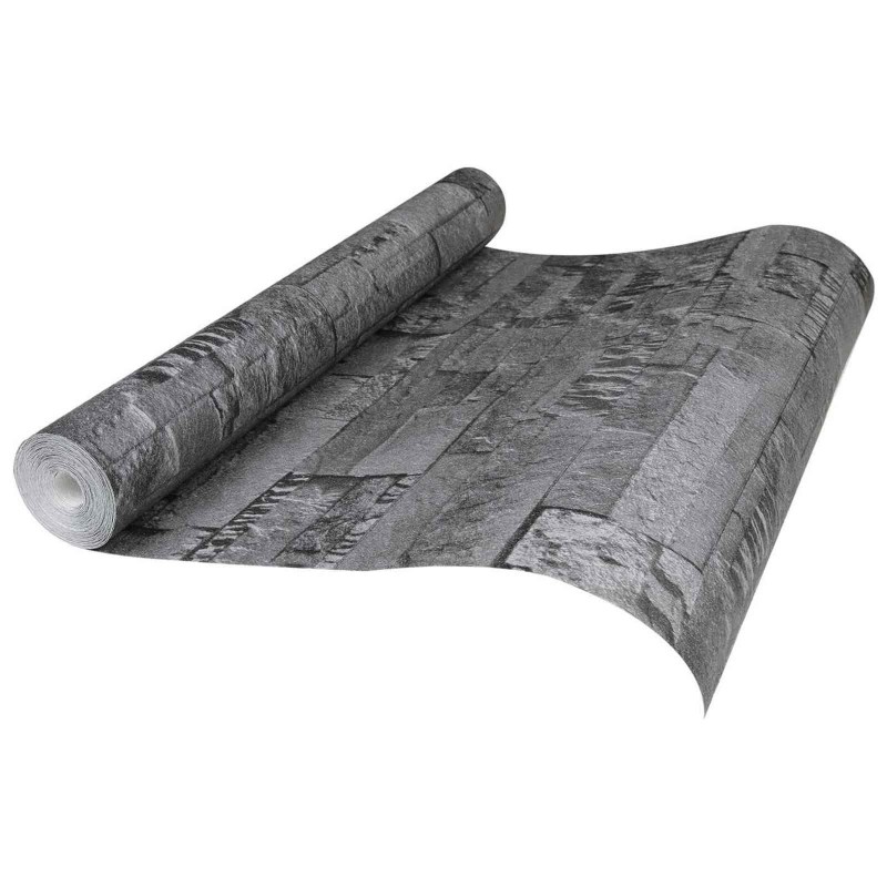 Papier peint en pierre 3D Noir 10 x 0,53 m Tissu non tissé 621039621039